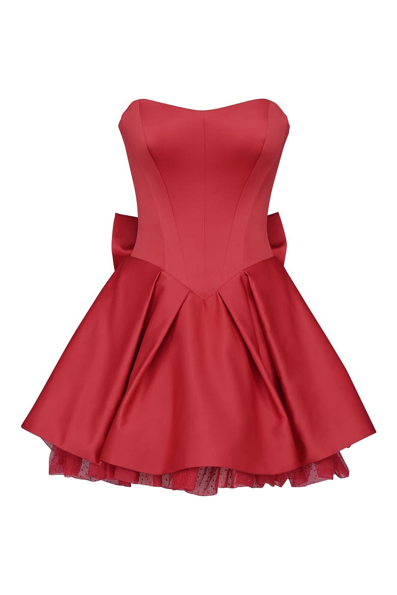Salome Corset Strapless Minidress, Alternate, color, HAUTE RED