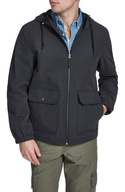 Water Resistant Hooded Nylon & Cotton Jacket