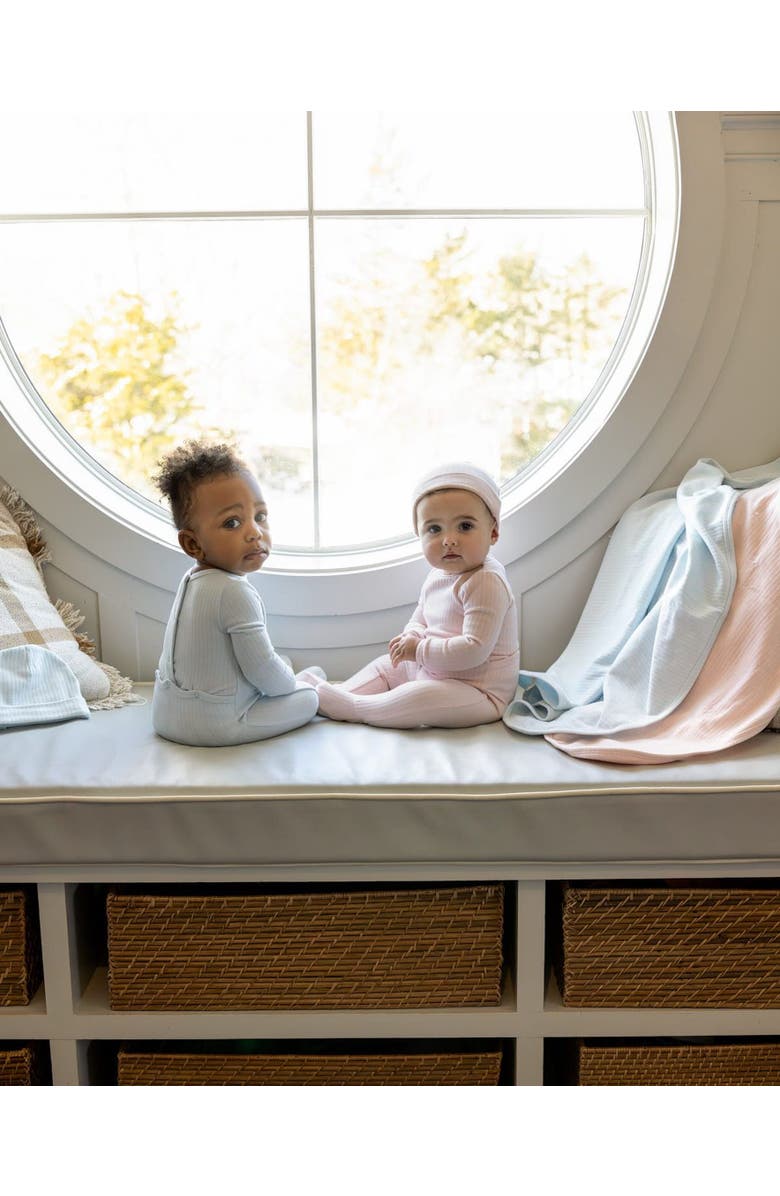 MiniMoi 3 Piece Baby Cotton Rich Pointelle Footie Set, Alternate, color, Blue