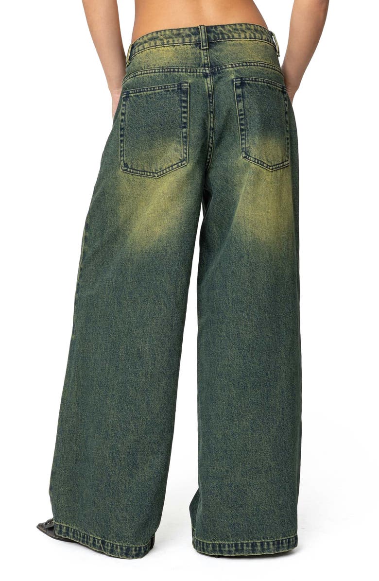 EDIKTED Shawn Tinted Low Rise Wide Leg Jeans, Alternate, color, Blue-Washed