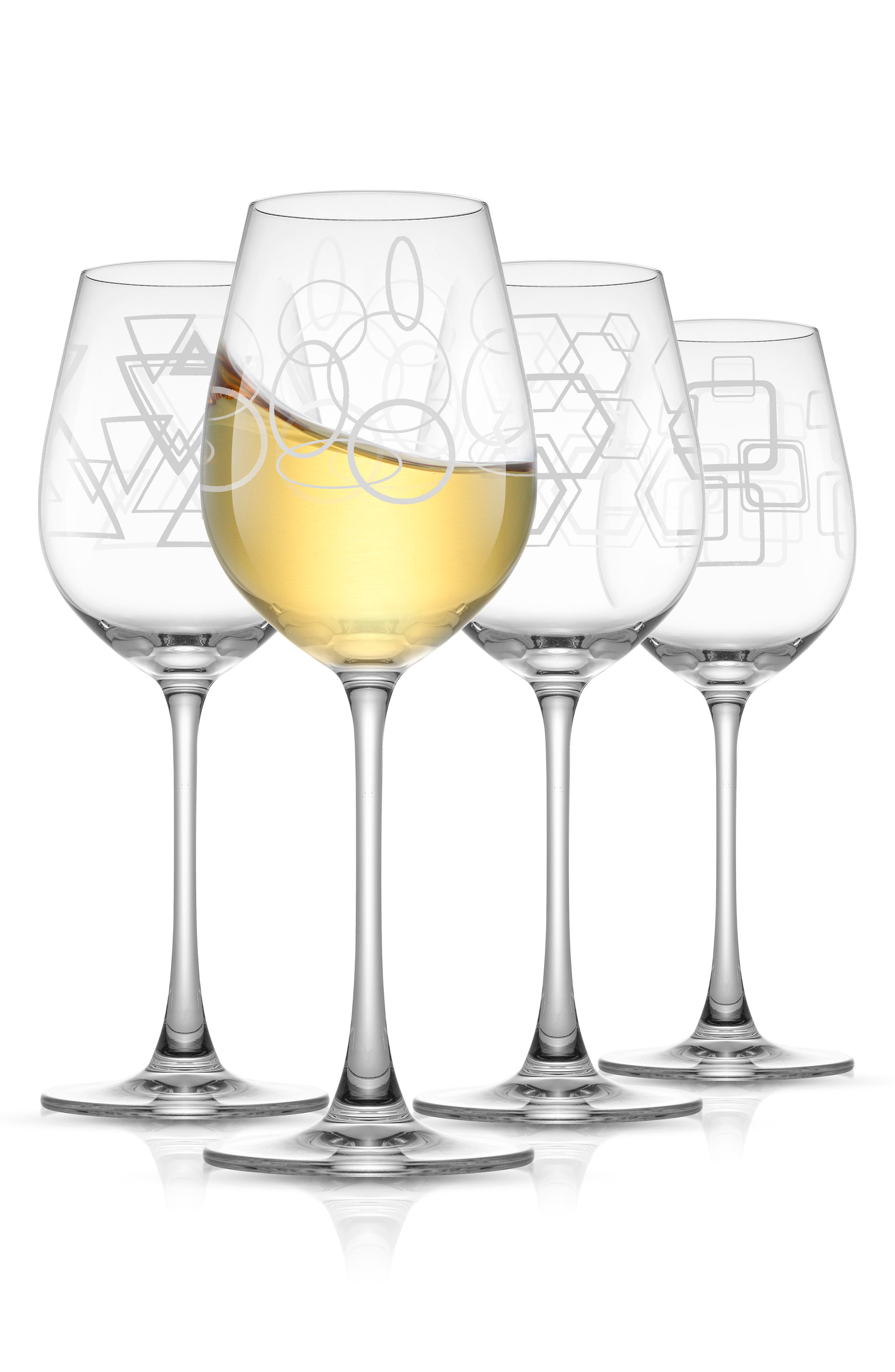JoyJolt Geo Set of 4 Red Wine Glasses