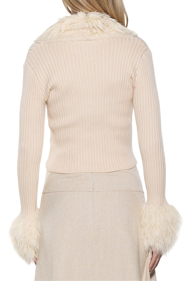 Kennedy Faux Fur Trim Sweater, Alternate, color, IVORY