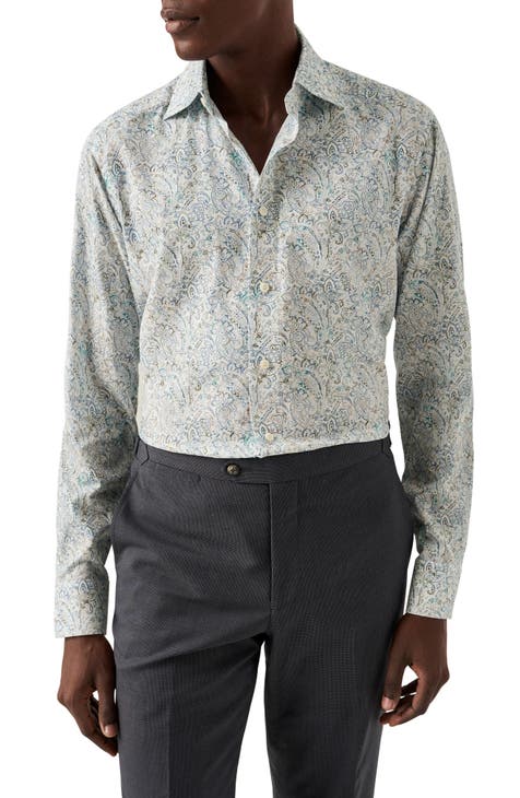 Slim Fit Paisley Cotton & Tencel® Lyocell Shirt (Regular & Big)