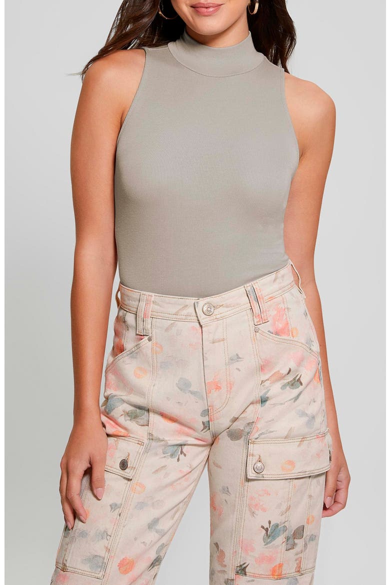 Priscilla Mock Neck Sleeveless Rib Sweater, Main, color, LEAD GREY
