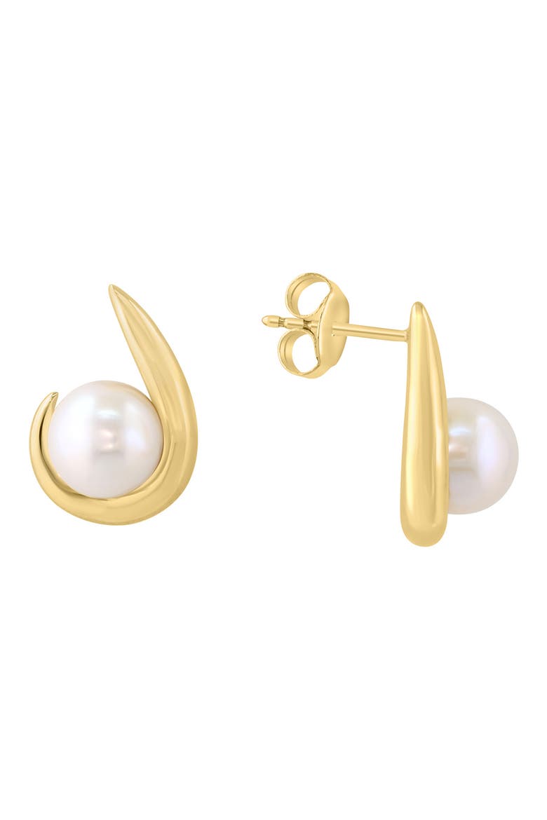 Gold Plated Pearl Drop Earrings, Main, color, WHITE