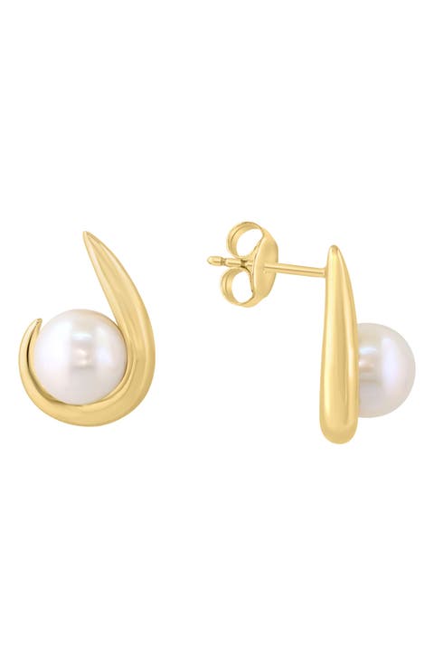 Gold Plated Pearl Drop Earrings