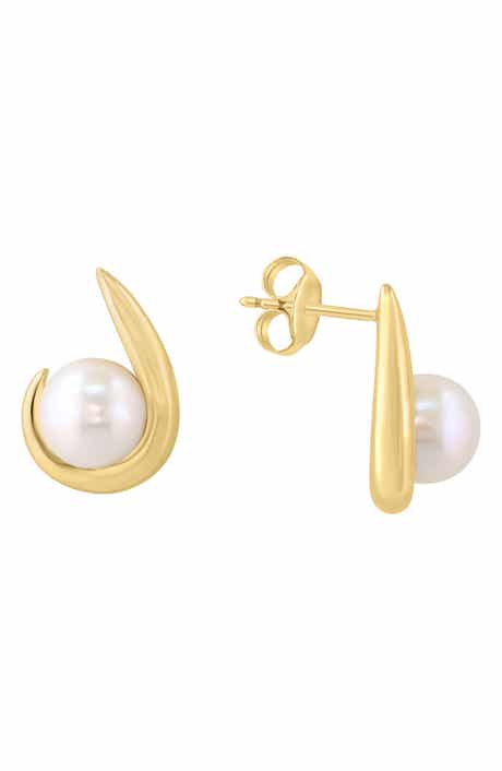 Gold Plated Pearl Drop Earrings