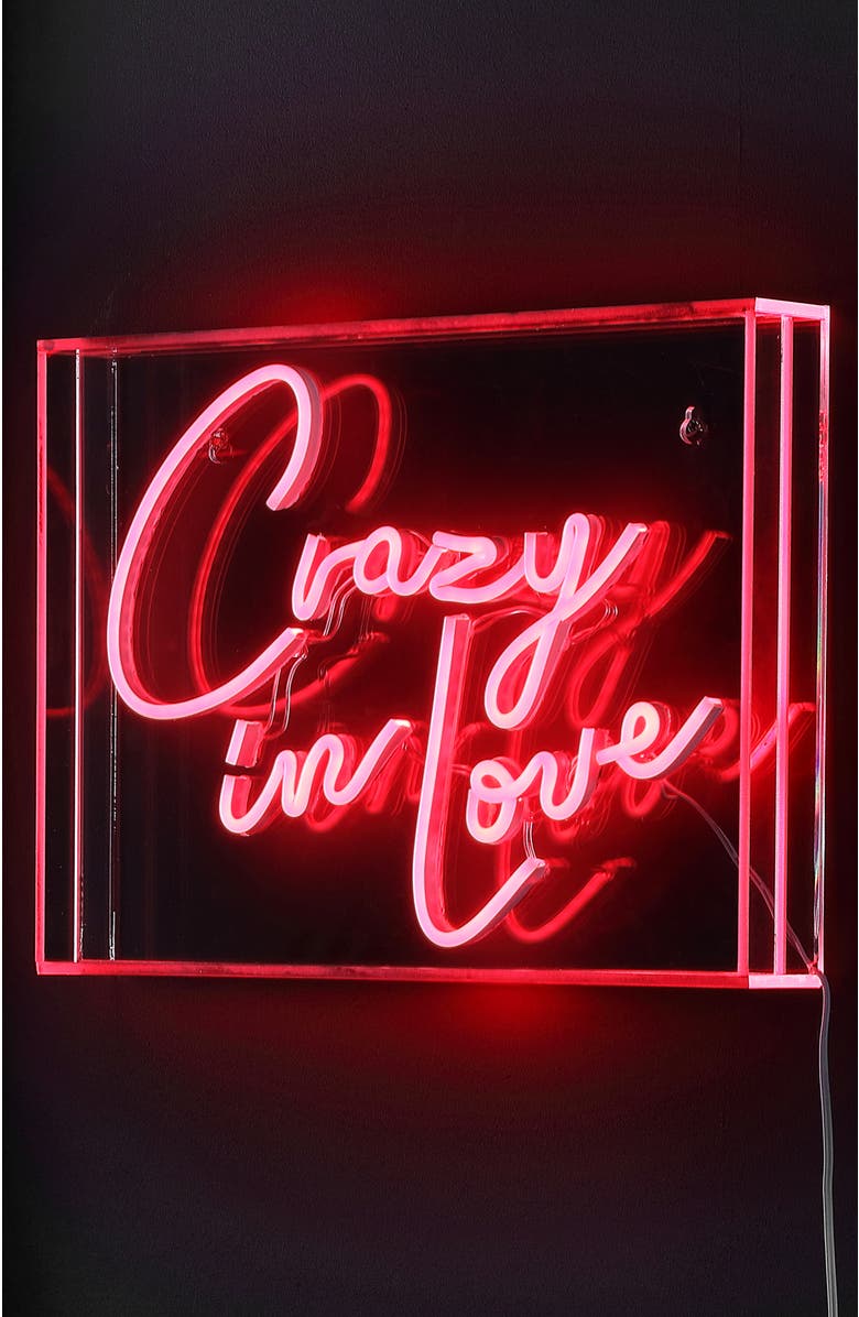 JONATHAN Y 10" Contemporary Glam Acrylic Box USB Operated LED Neon Light, Alternate, color, Red