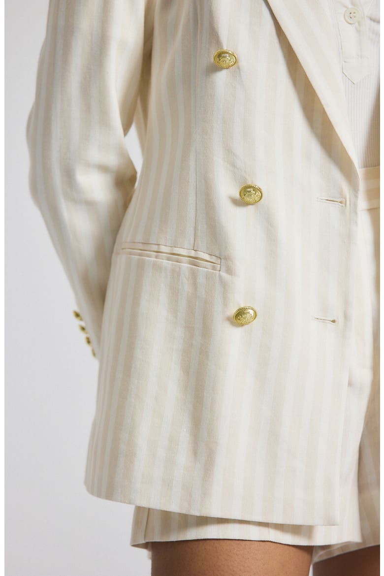 Walter Stripe Double Breasted Linen Blend Jacket, Alternate, color, SAND/ WHITE
