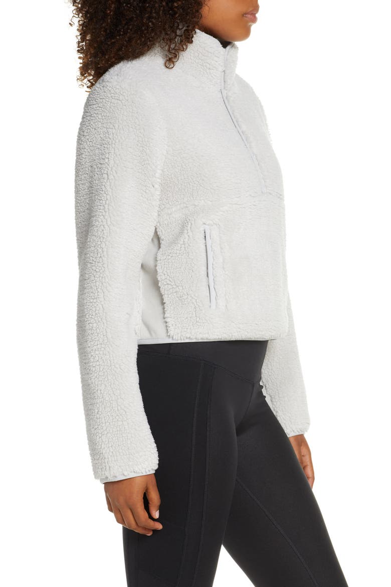 Shanti Half Zip Faux Shearling Pullover, Alternate, color, DOVE GREY