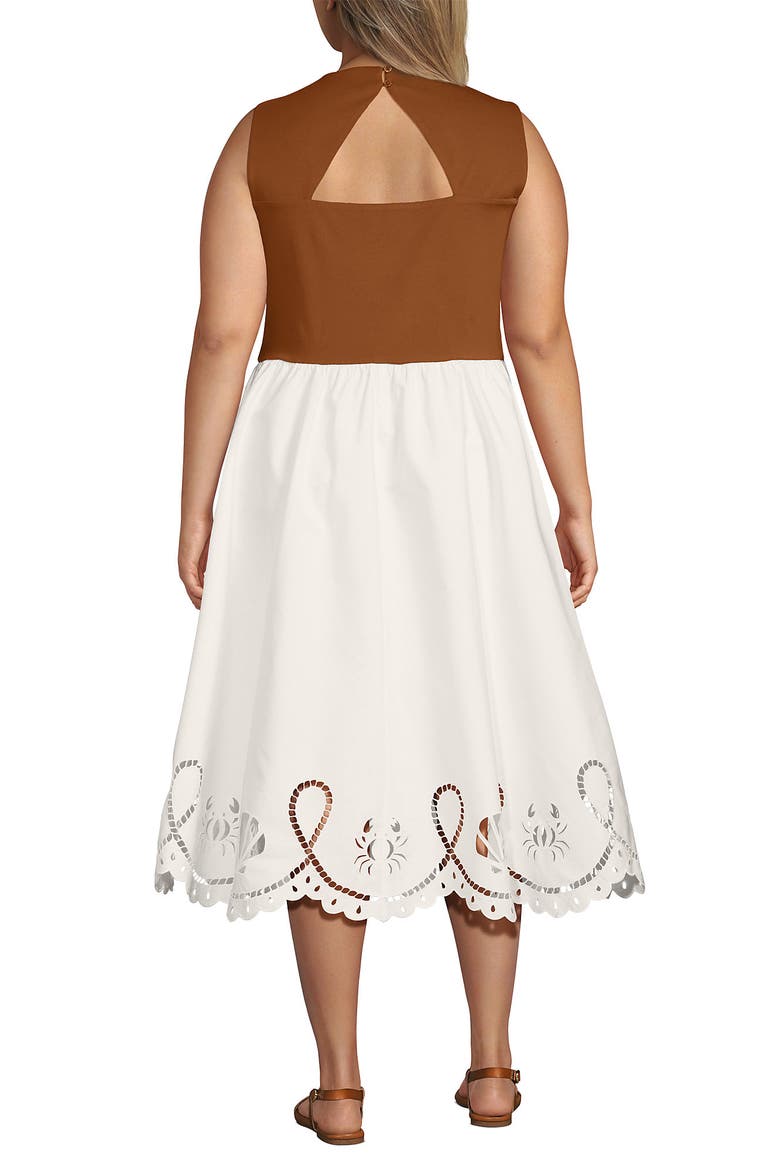 Embroidered Duet Midi Dress, Alternate, color, Rich Ginger Brown/Ivory
