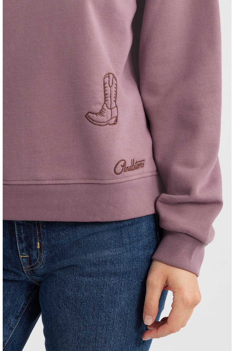 Embroidered Cotton French Terry Crewneck Sweatshirt, Alternate, color, BERRY