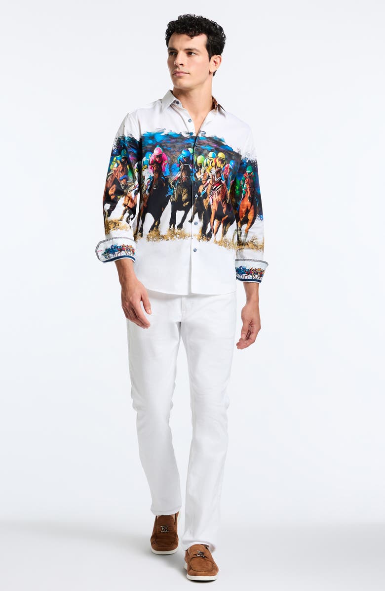 Robert Graham Derby Day Stretch Cotton Button-Up Shirt, Alternate, color, 