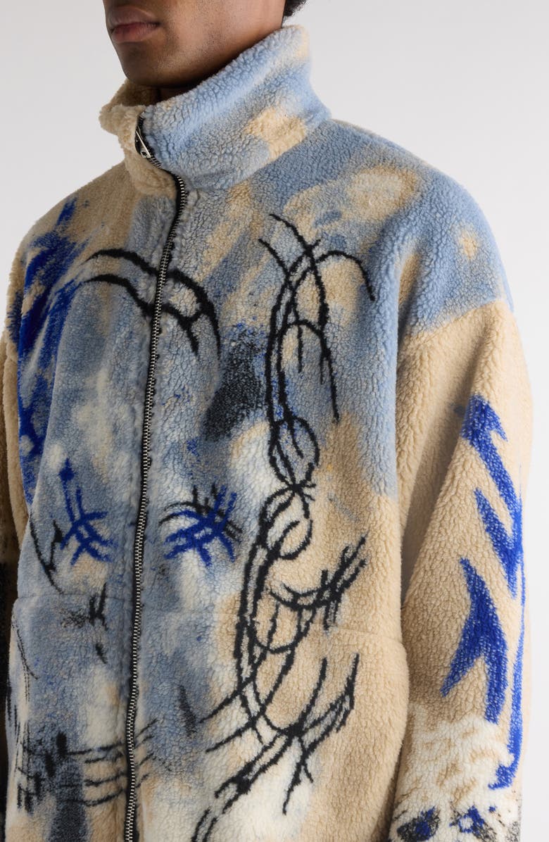 Acne Studios Oversize Spray Painted Fleece Zip Jacket, Alternate, color, 