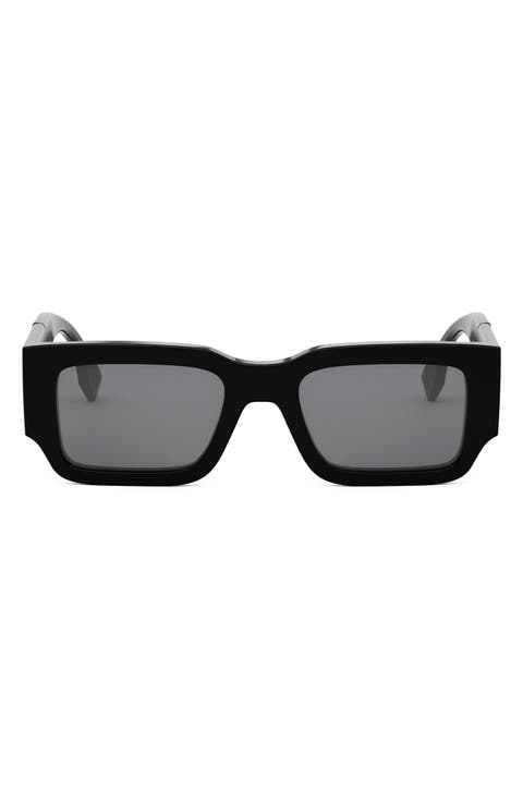 'Fendi Diagonal 51mm Rectangular Sunglasses