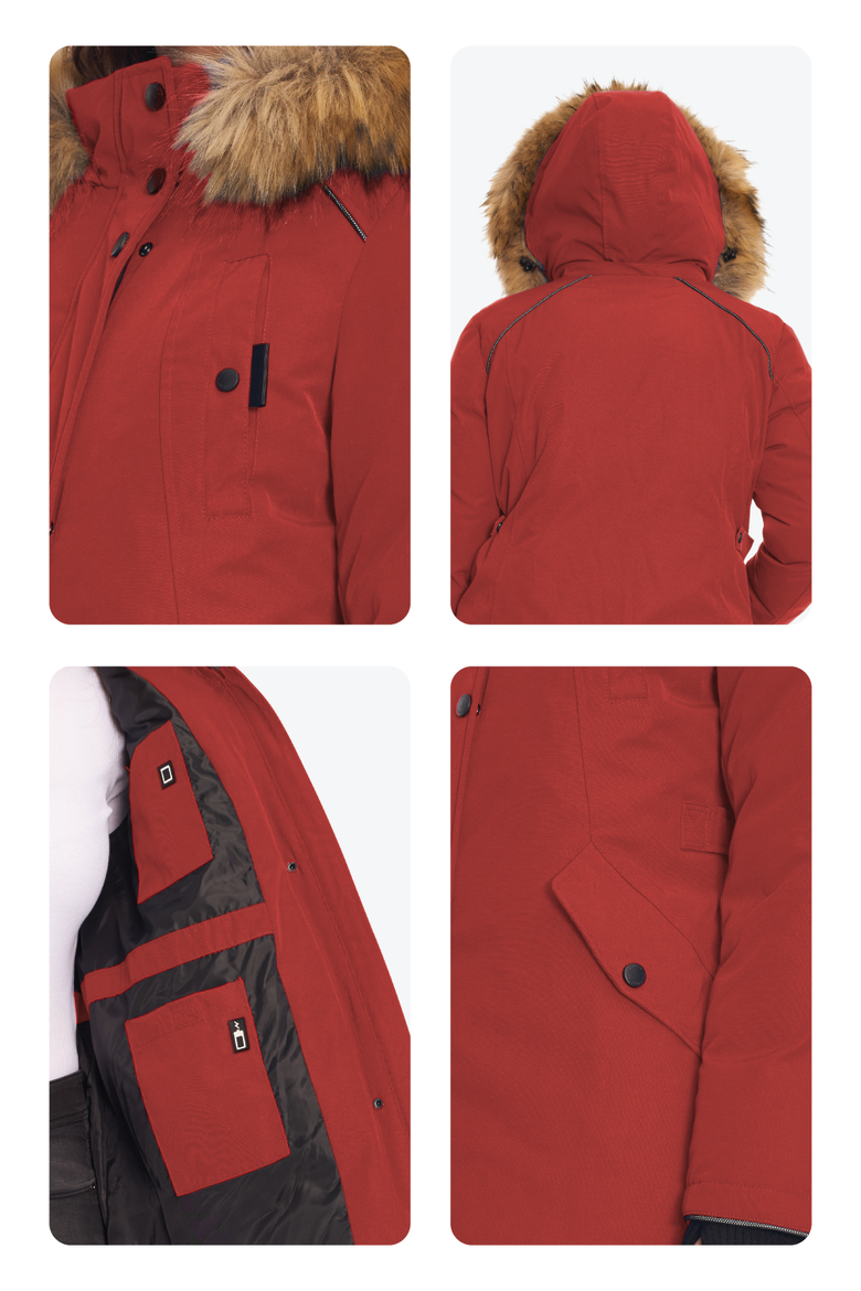 GLACIER PLUS SIZE - Vegan Down Classic Winter Parka Jacket, Alternate, color, CRIMSON