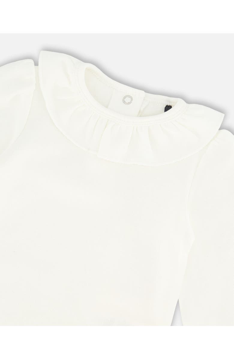 Deux par Deux Baby Girl's Organic Cotton Bodysuit And Printed Overall Set Cream With Flowers, Alternate, color, 