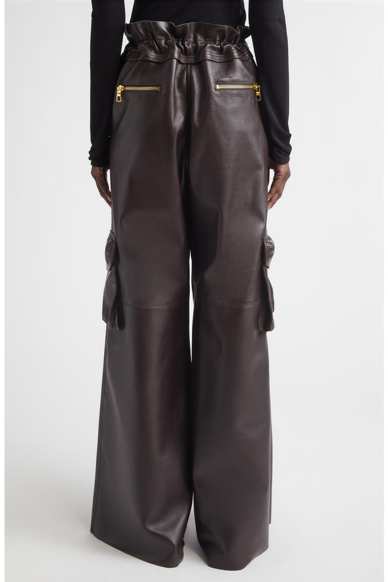 Utility Wide Leg Leather Pants, Alternate, color, CHOCOLATE