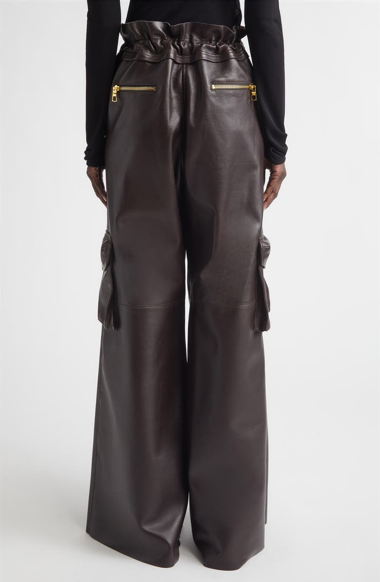 LaQuan Smith Utility Wide Leg Leather Pants, Alternate, color, Chocolate