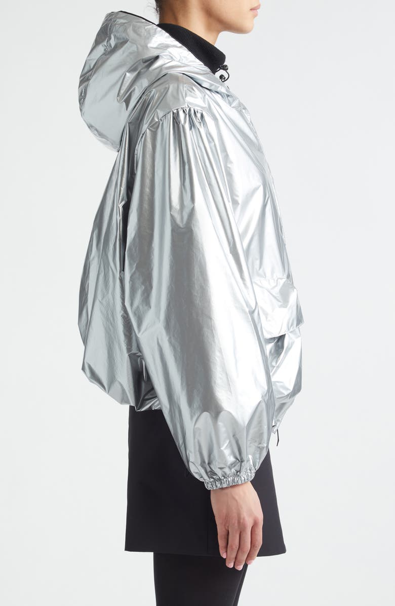 Moncler Ylang Metallic Bomber Jacket, Alternate, color, Metallic Silver