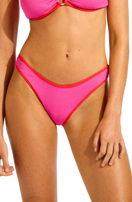 Seafolly Scoop High Cut Colorblock Bikini Bottoms