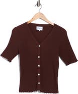 FRNCH Lisianne Short Sleeve Button Knit Sweater