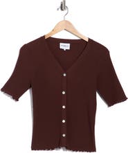 FRNCH Lisianne Short Sleeve Button Knit Sweater