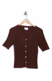 FRNCH Lisianne Short Sleeve Button Knit Sweater