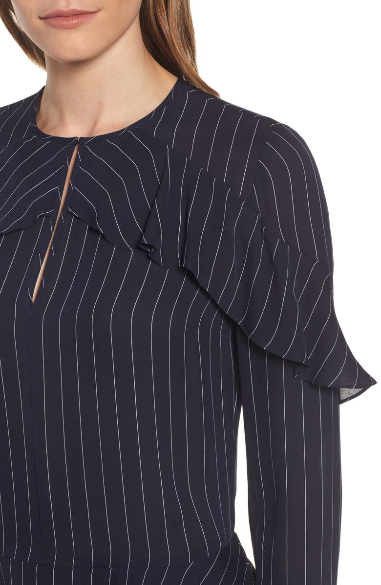 Classiques Entier<sup>®</sup> Bell Sleeve Pinstripe Silk Blouse, Alternate, color, 