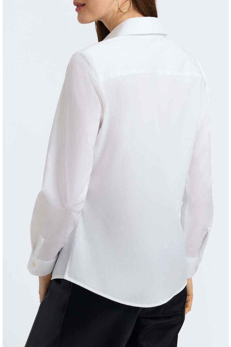 Marlee Leopard Trim Cotton Blend Button-Up Shirt, Alternate, color, WHITE