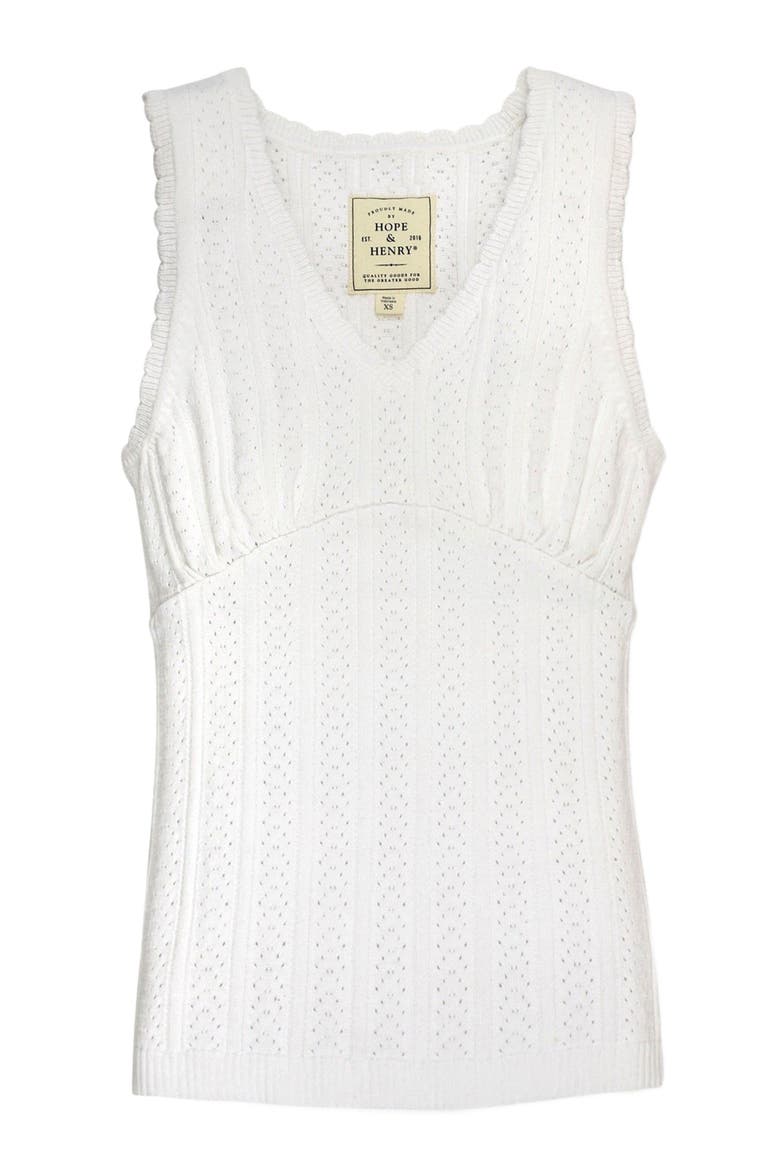 Womens' Empire Sweater Tank, Alternate, color, White Pointelle