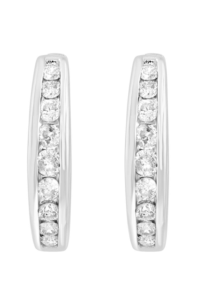 EFFY Sterling Silver Diamond Hoop Earrings, Alternate, color, Silver