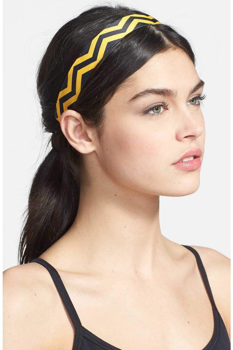 'Chevron Slide' Head Wrap, Main, color, BLACK/ YELLOW