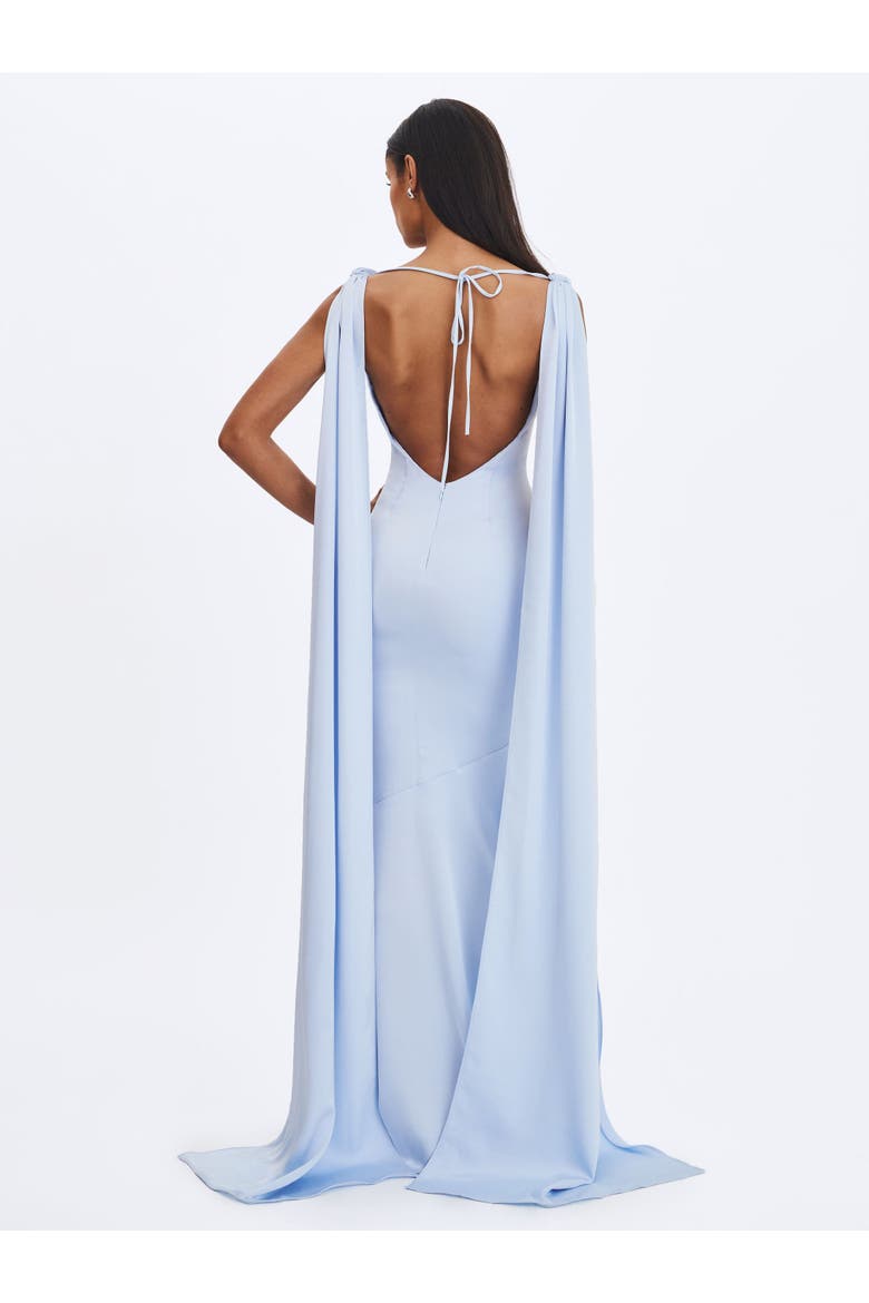 Eira Cowl Scarf-Detail Mermaid Maxi Dress, Alternate, color, Mist Blue
