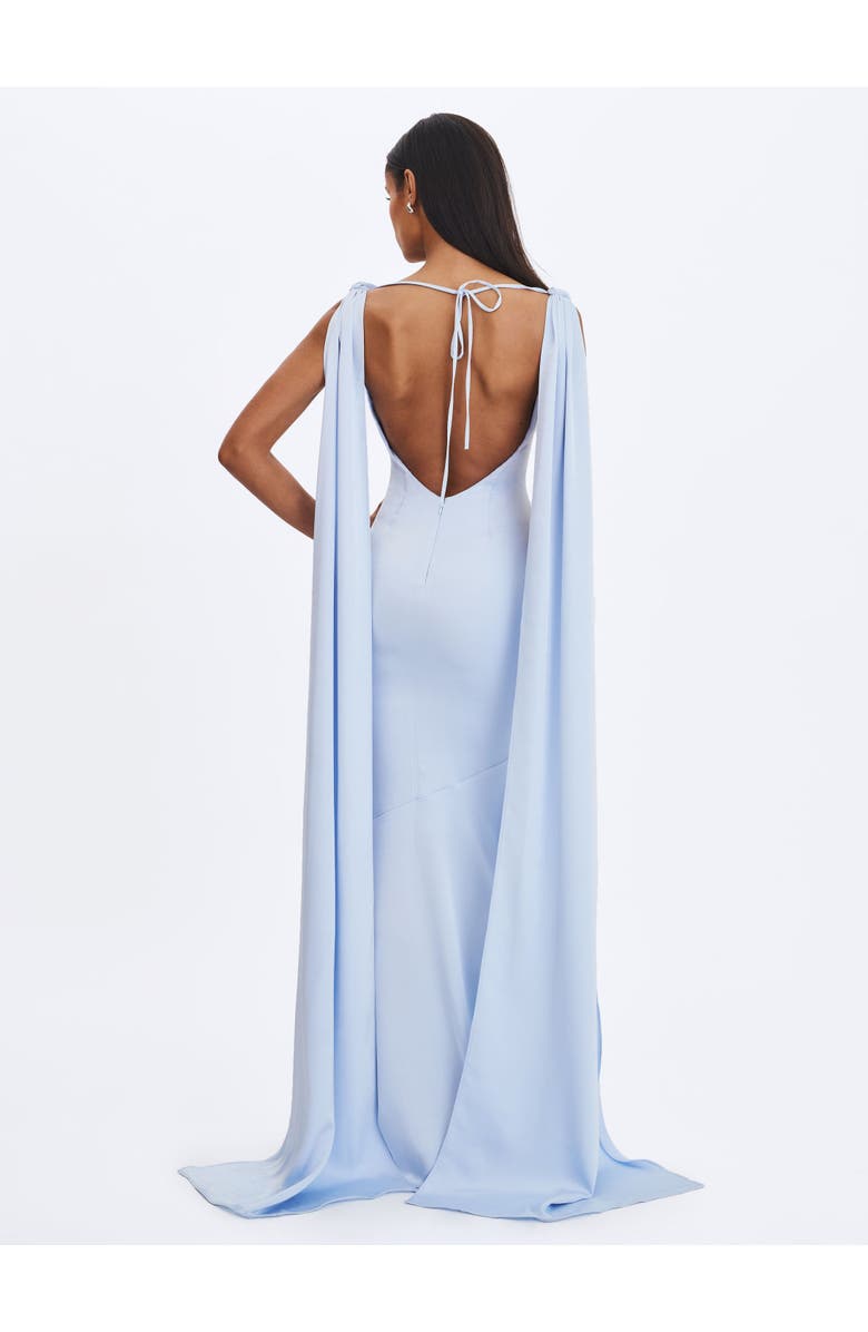 Miss Circle Eira Cowl Scarf-Detail Mermaid Maxi Dress, Alternate, color, Mist Blue