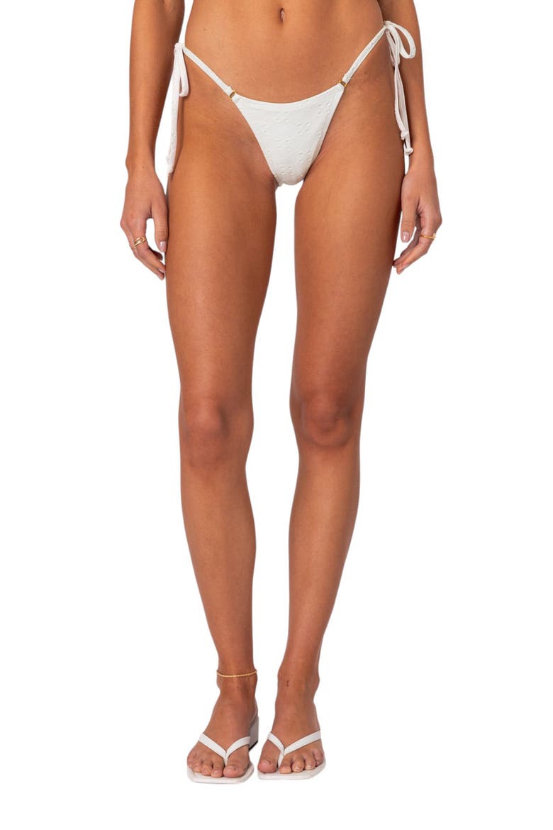 Eyelet String Bikini Bottoms, Main, color, WHITE