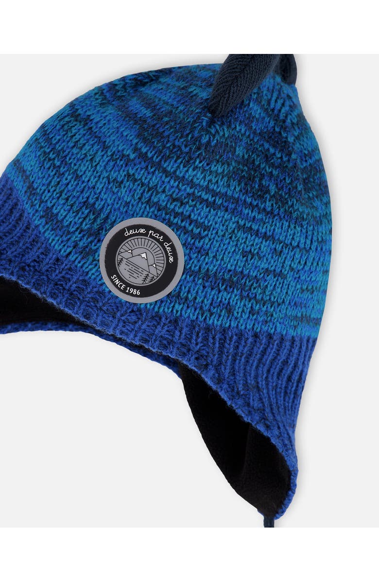 Deux par Deux Lined Dino Peruvian Knit Winter Hat with Pompom, Alternate, color, Blue