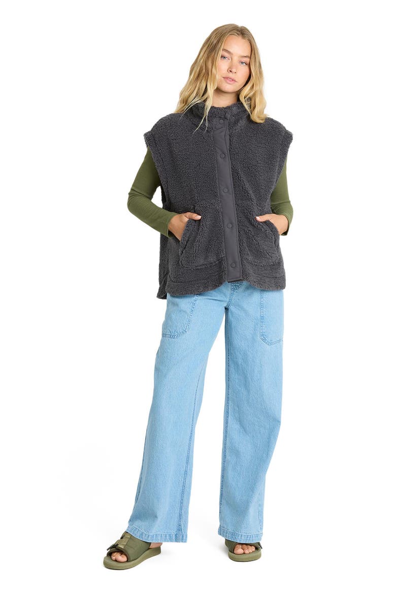 Waver High Pile Fleece Vest, Alternate, color, BLACK SANDS