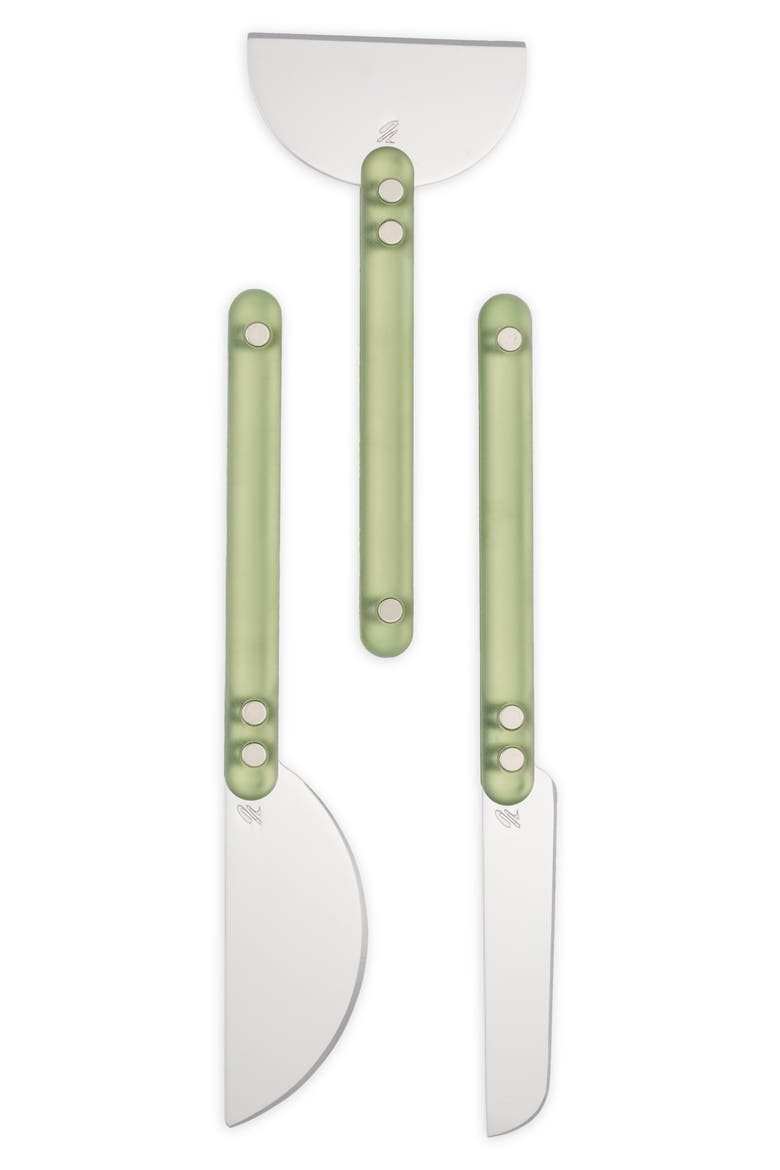 Wedge Set of 3 Cheese Knives, Main, color, SAGE