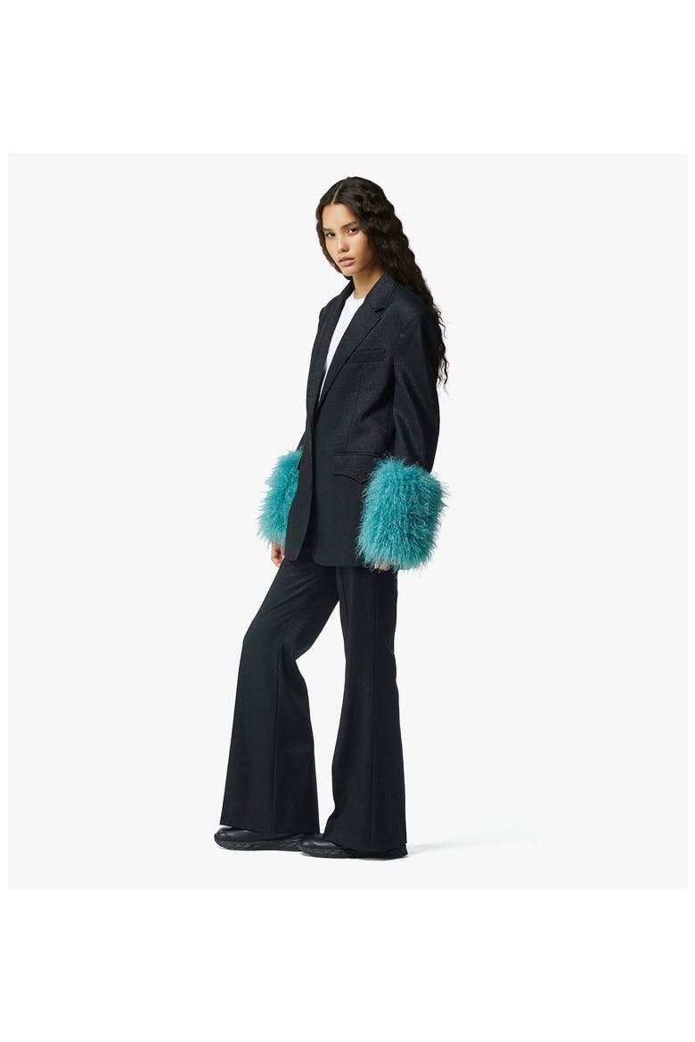 Flared Pants in Lurex Wool, Alternate, color, Black