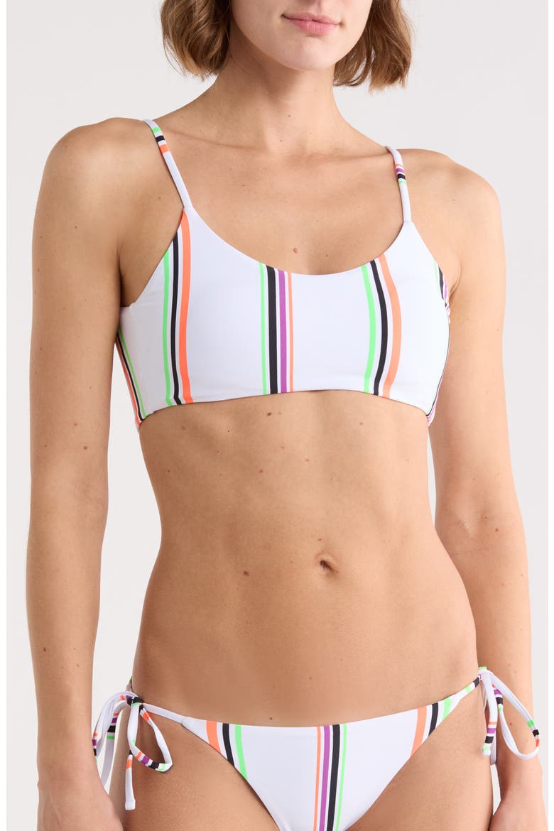 Ceci Striped Scoop Neck Bikini Top, Main, color, WHITE
