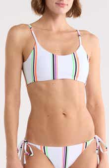Ceci Striped Scoop Neck Bikini Top