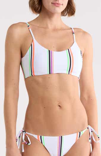 Ceci Striped Scoop Neck Bikini Top