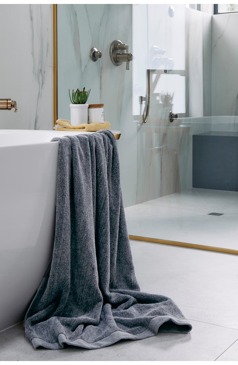 BedVoyage Melange Viscose Cotton Blend Odor & Mildew Resistant Bath Sheet & Hand Towel Set, Alternate, color, Charcoal