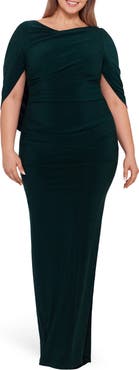 Betsy & Adam Drape Back Column Gown