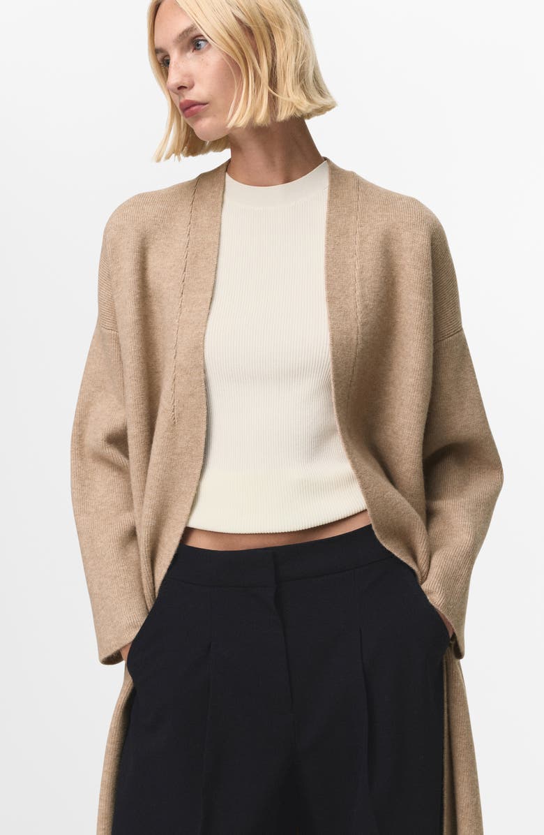 MANGO Long Sweater Coat, Alternate, color, Light/ Pastel Grey