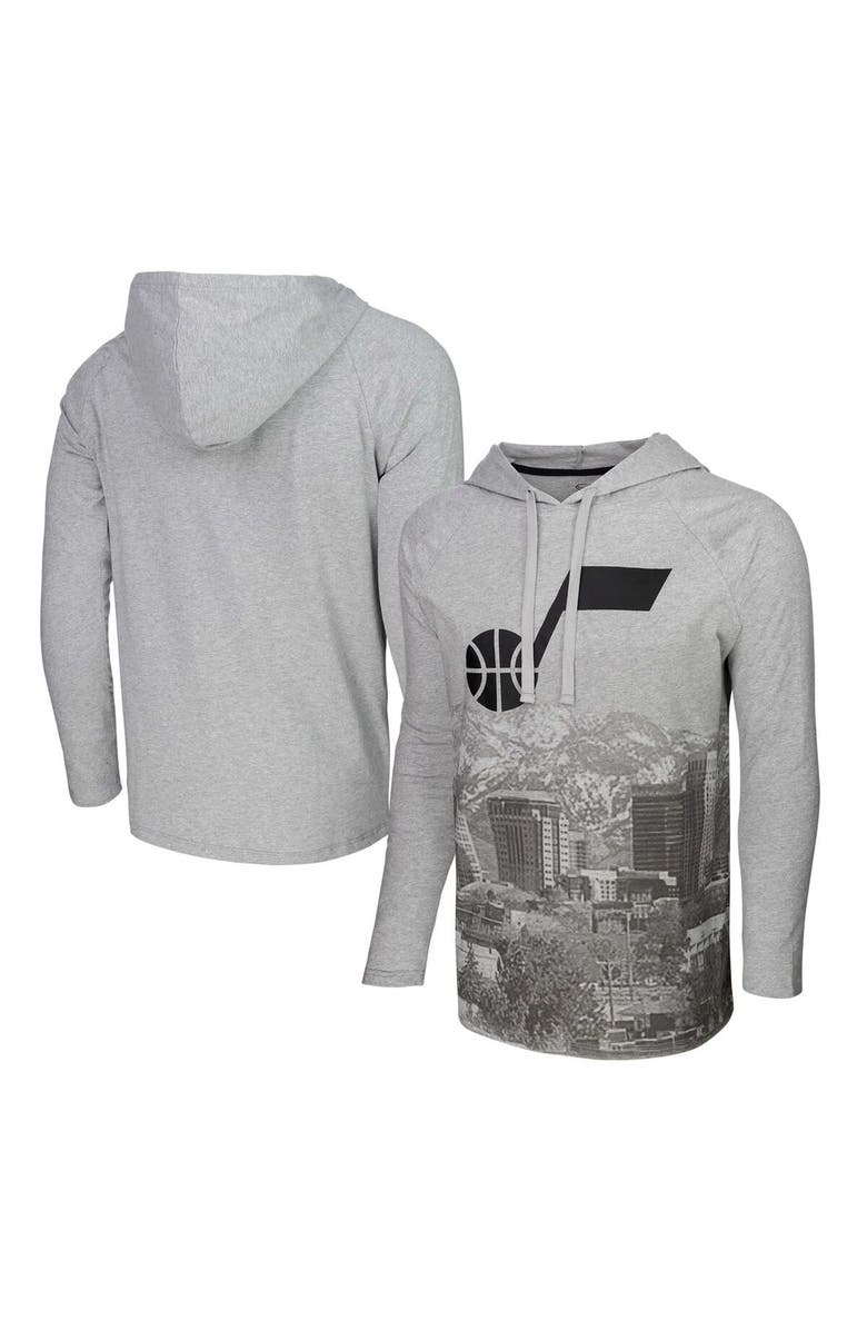 Stadium Essentials Men's Stadium Essentials Heather Gray Utah Jazz Atrium Raglan Long Sleeve Hoodie T-Shirt, Main, color, Heather Gray