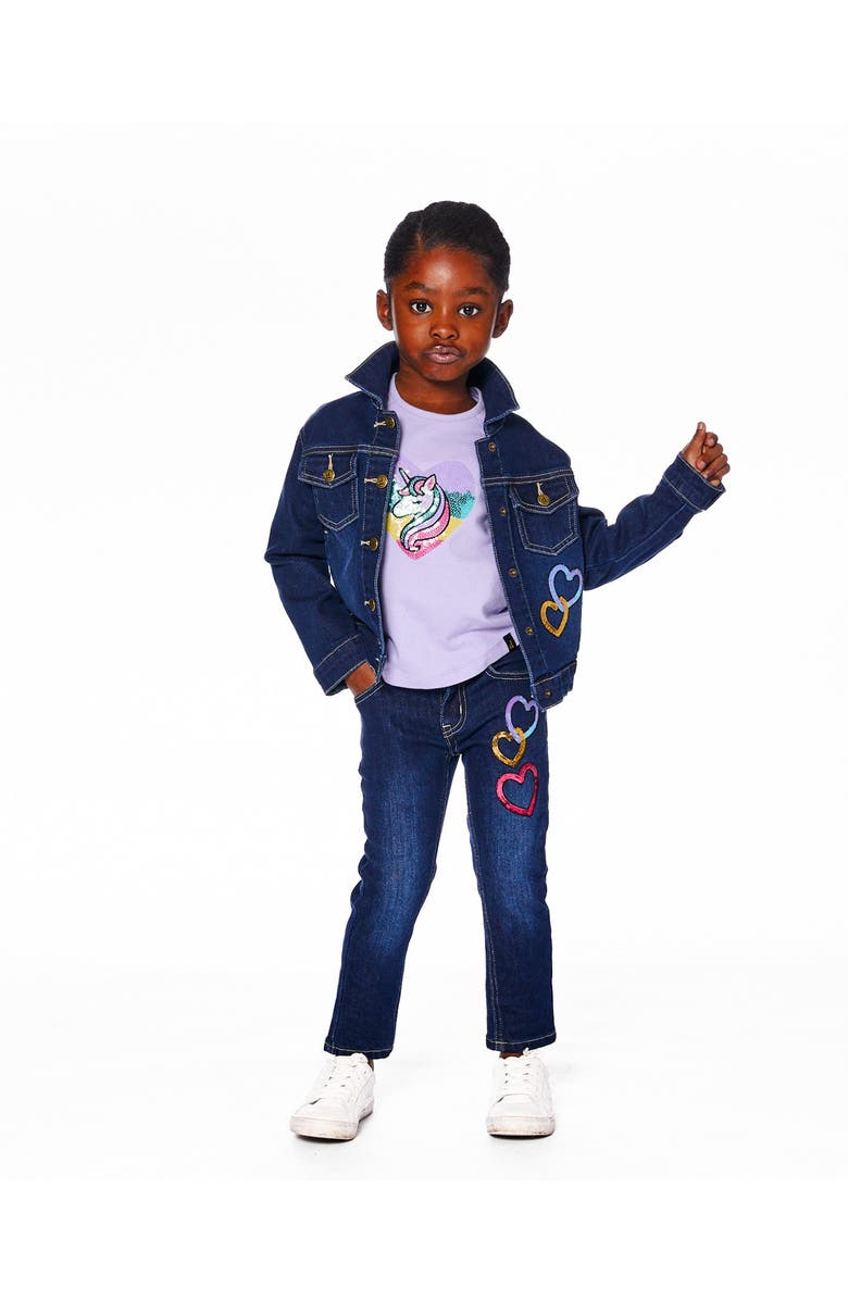 Deux par Deux Organic Cotton Long Sleeve T-Shirt with Sequin Unicorn, Alternate, color, Lavender