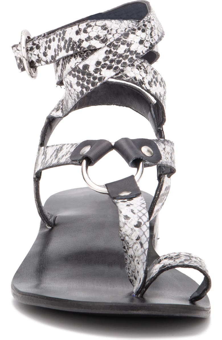 VINTAGE FOUNDRY Vina Snake Embossed Leather Ankle Strap Flat Sandal, Alternate, color,