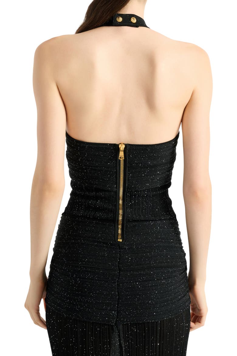 Long Fléchage knit dress, Alternate, color, black
